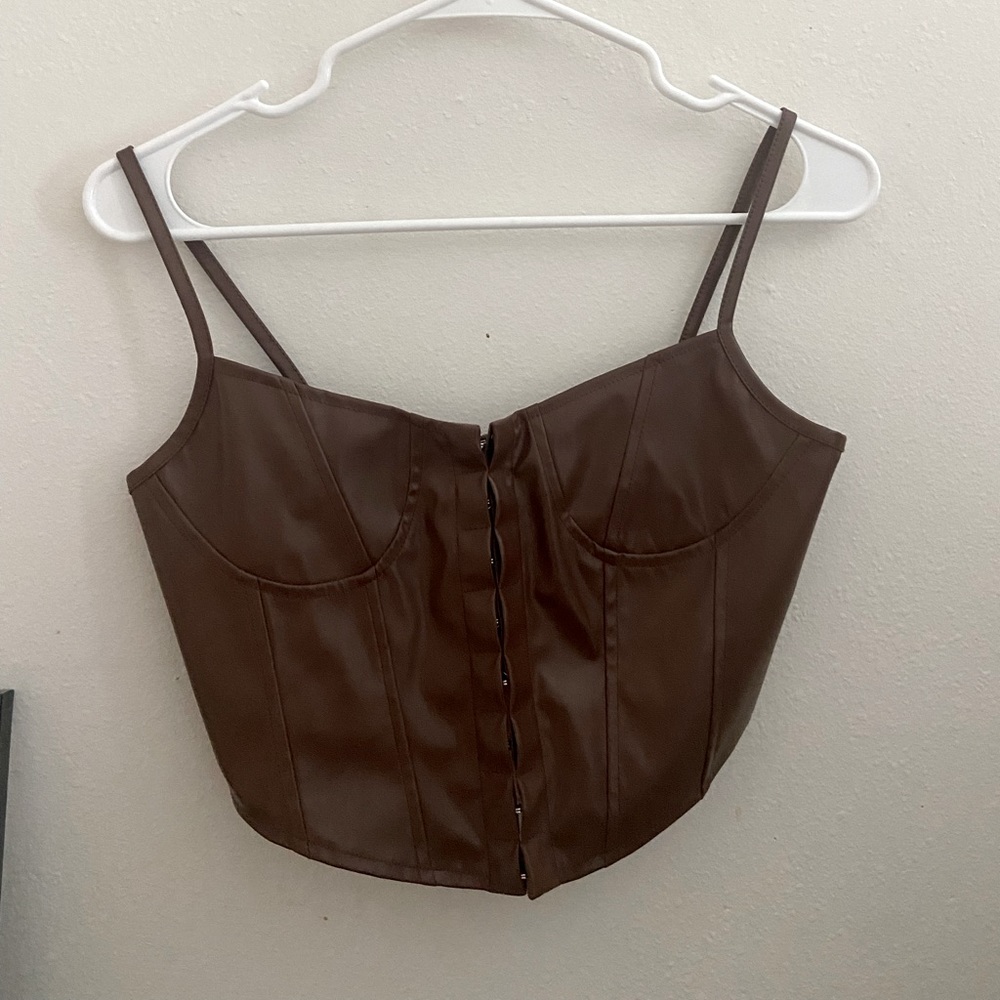 Brown leather corset top that was never worn!